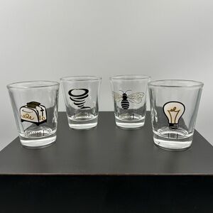 Jay Import Set of 4 Shot Glasses Buzzed Lit Toasted Twisted Novelty Barware